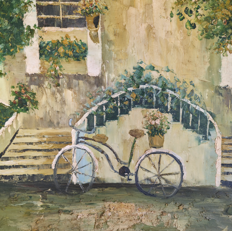 N/A; olje na platno; Mestno kolo; 56 cm x 56 cm