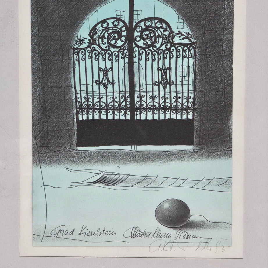 Alenka Kham Pičman; grafika; "Grad Kieselstein"; 24 cm x 32 cm