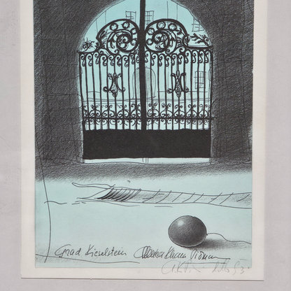 Alenka Kham Pičman; grafika; "Grad Kieselstein"; 24 cm x 32 cm